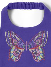 Girls Embroidered Butterfly Halter Top - Music Festival