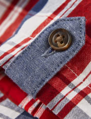 Boys Plaid Button Up Shirt - American Cutie
