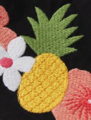 Girls Embroidered Floral Shorts - Pineapple Punch