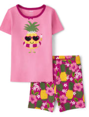 Girls Pineapple Snug Fit Cotton Pajamas - Gymmies