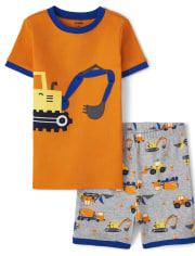 Boys Construction Vehicle Snug Fit Cotton Pajamas - Gymmies