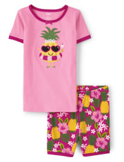 Girls Pineapple Snug Fit Cotton Pajamas - Gymmies