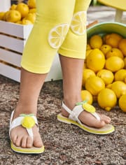 Girls Applique Lemon Sandals - Citrus & Sunshine