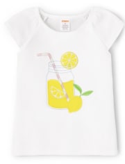 Girls Embroidered Lemonade Ruffle Top - Citrus & Sunsine