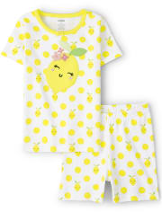 Girls Lemon Cotton 2-Piece Pajamas - Gymmies
