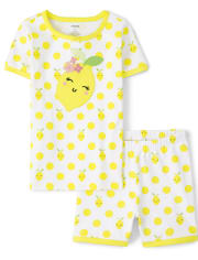 Girls Lemon Snug Fit Cotton Pajamas - Gymmies