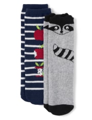 Boys Raccoon Crew Socks 2-Pack - Head of the Class