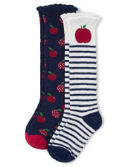 Girls Apple Knee Socks 2-Pack - Head of the Class