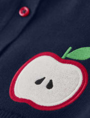 Girls Embroidered Apple Cardigan - Head of the Class