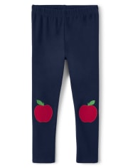 Girls Embroidered Apple Leggings - Head of the Class