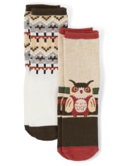 Lot de 2 paires de chaussettes Owl Crew pour garçons - Récolte d'automne