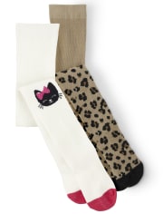 Girls Cat Tights 2-Pack - Purrrfect in Pink