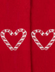 Girls Candy Cane Heart Tights 2-Pack - Holiday Express