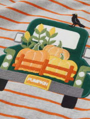 Boys Striped Truck Top - Perfect Pumpkin