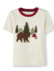 Boys Embroidered Bear Top - S'more Fun