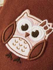 Girls Embroidered Owl Leggings - Autumn Harvest