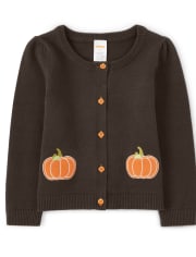 Girls Applique Pumpkin Cardigan - Perfect Pumpkin