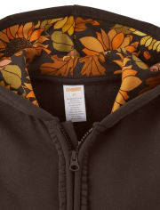 Girls Embroidered Sunflower Hoodie - Autumn Harvest