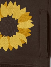 Girls Embroidered Sunflower Hoodie - Autumn Harvest
