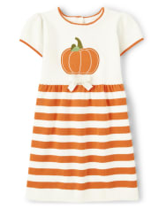 Girls Intarsia Pumpkin Dress - Perfect Pumpkin