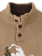 Boys Embroidered Mountain Sweater - S'more Fun