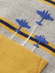 Boys Striped Airplane Pocket Top - Aviator School