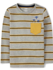 Boys Striped Airplane Pocket Top - Aviator School