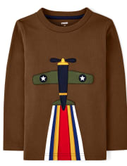 Top de avión bordado para niños - Aviator School