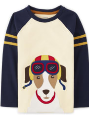 Boys Pilot Dog Raglan Top - Aviator School