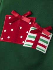 Girls Embroidered Present Peplum Top - Holiday Express