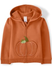 Girls Pumpkin Zip Up Hoodie - Perfect Pumpkin