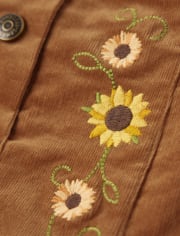 Girls Sunflower Corduroy Skirt - Autumn Harvest