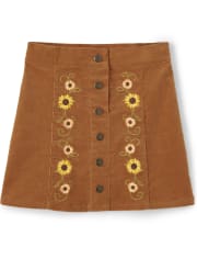 Girls Sunflower Corduroy Skirt - Autumn Harvest