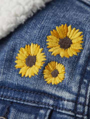 Girls Sunflower Denim Jacket - Autumn Harvest