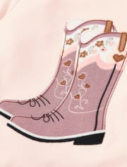Girls Embroidered Cowgirl Boots Top - County Fair