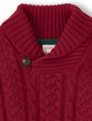 Boys Cable Knit Shawl Sweater - Holiday Traditions