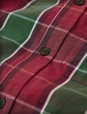 Boys Matching Family Plaid Button Up Shirt - Holiday Traditions
