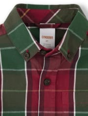 Boys Matching Family Plaid Button Up Shirt - Holiday Traditions