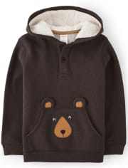 Boys Embroidered Bear Hoodie - S'more Fun