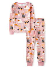 Pijama de 2 piezas de algodón para perros de Halloween para niñas - Gymmies