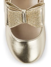 Girls Glitter Bow Ballet Flats