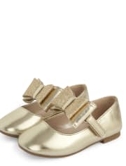 Girls Glitter Bow Ballet Flats