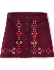 Girls Embroidered Floral Skirt - Spice Market