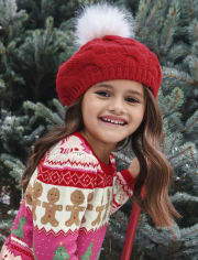 Girls Cable Knit Beret