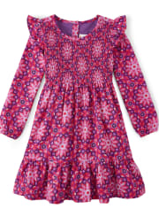 Girls Mandala Ruffle Dress - Spice Market