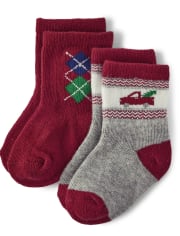 Paquete de 2 calcetines Snowflake Fairisle para bebé niño - Holiday Traditions
