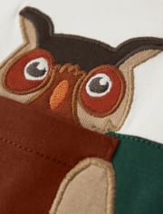 Boys Embroidered Owl Top - Autumn Harvest