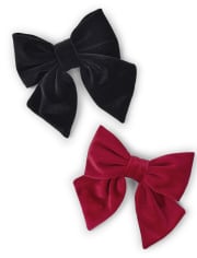 Girls Bow Hair Clips 2-Pack - Holiday Traditions