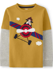 Top con capas de avión para niños - Aviator School