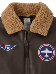 Boys Embroidered Airplane Jacker - Aviator School